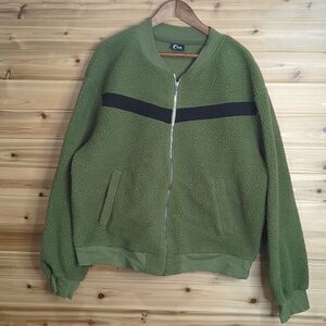 Zyia Womens Jacket XXXXL Green‎ Olive Flying V Fleece Bomber Jacket 4X